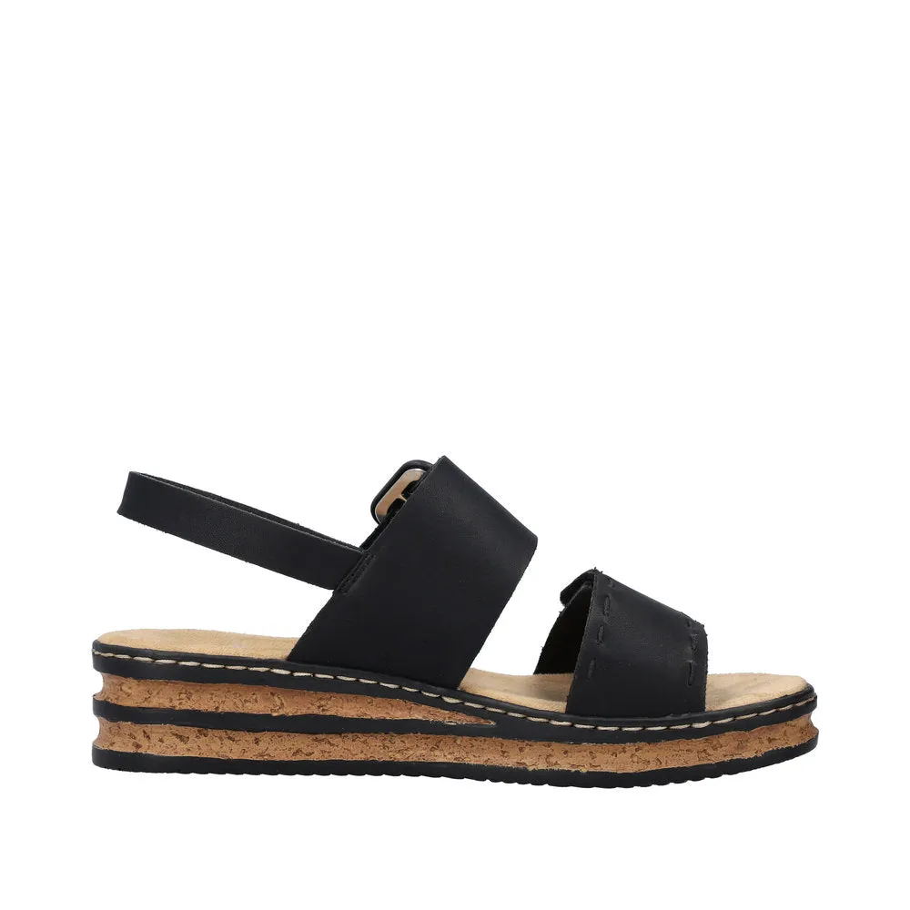 Rieker 6295000 Womens Black Buckle Sandal