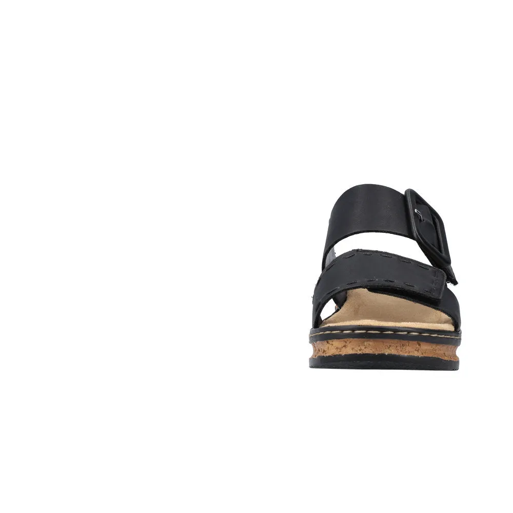 Rieker 6295000 Womens Black Buckle Sandal