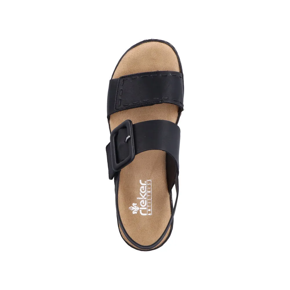 Rieker 6295000 Womens Black Buckle Sandal