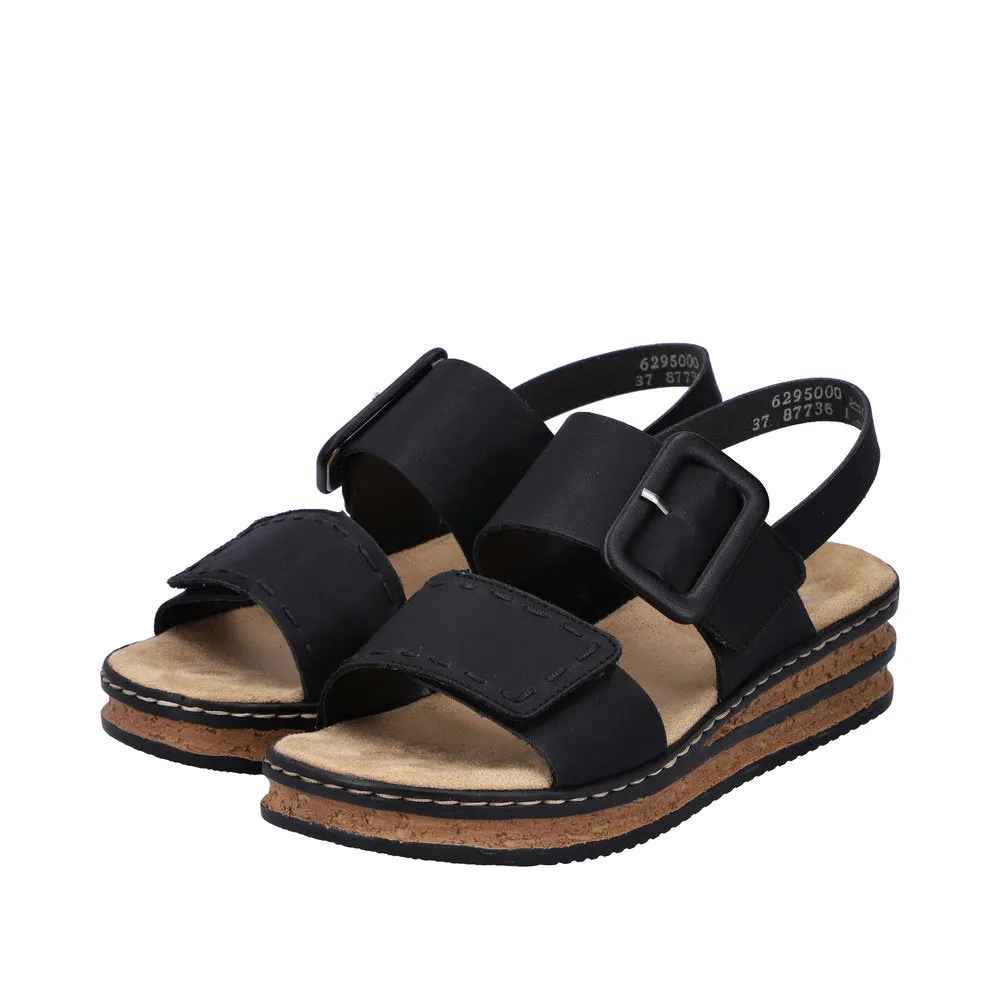 Rieker 6295000 Womens Black Buckle Sandal