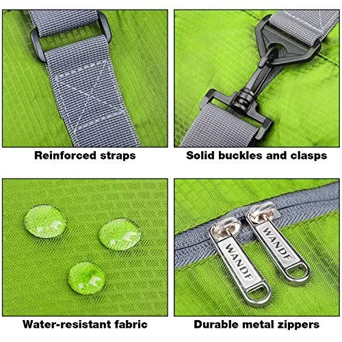 Wandf Foldable Travel Duffel Bag Luggage Sports Gym, Green