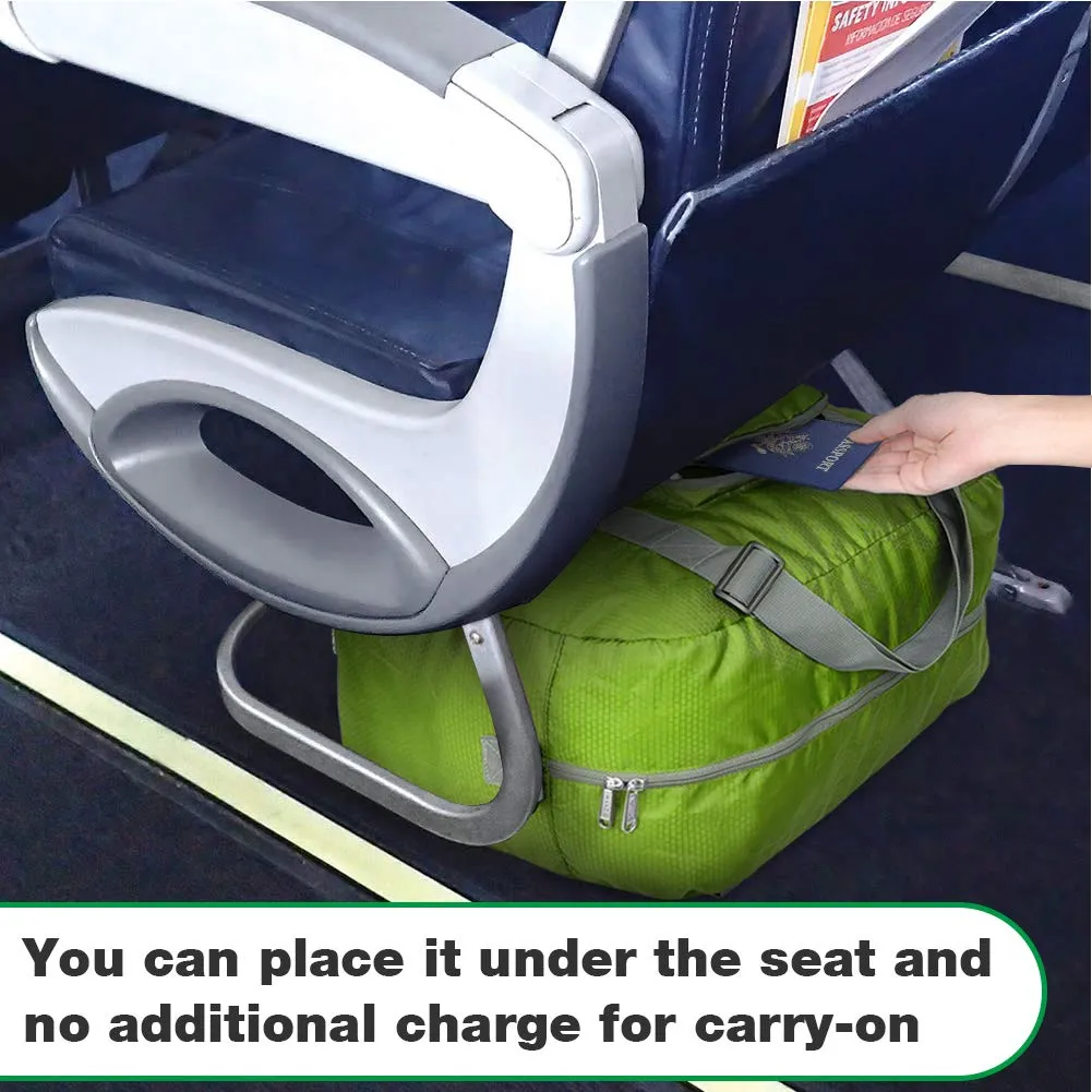 Wandf Foldable Travel Duffel Bag Luggage Sports Gym, Green